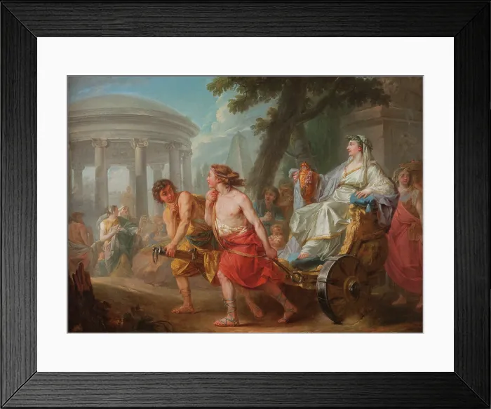 Framed Print : Cleobis and Biton with Cydippe in the Front of Hera Temple, 1764. Creator: Jean Bardin Framed Print : Cleobis and Biton with Cydippe in the Front of Hera Temple, 1764. Creator: Jean Bardin