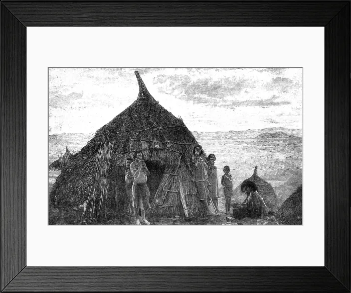 Framed Print : Illustrations of 'The Wild Tribes of the Soudan', by F. L. James...: a Base Hut at Koolookoo, 1883. Creator: Unknown Framed Print : Illustrations of 'The Wild Tribes of the Soudan', by F. L. James...: a Base Hut at Koolookoo, 1883. Creator: Unknown