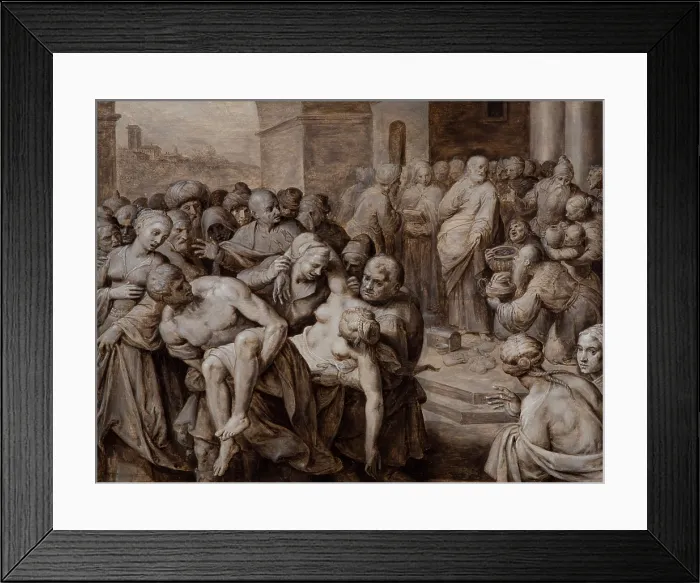 Framed Print : Death of Sapphira, c1600. Creator: Ambrosius Francken I Framed Print : Death of Sapphira, c1600. Creator: Ambrosius Francken I