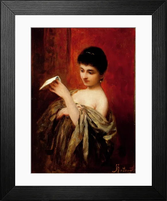 Framed Print : Lady with a Letter, c1895. Creator: Apolinary Kotowicz Framed Print : Lady with a Letter, c1895. Creator: Apolinary Kotowicz
