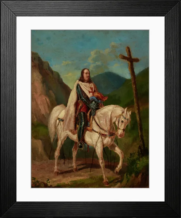 Framed Print : Knight on Horseback, before 1856. Creator: Artur Grottger Framed Print : Knight on Horseback, before 1856. Creator: Artur Grottger