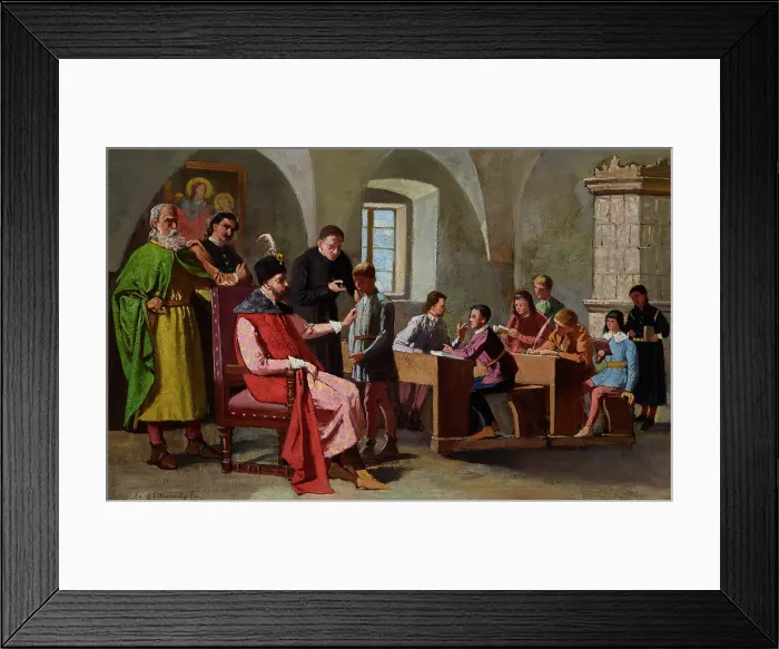 Framed Print : Stefan Batory among Schoolboys, after 1875. Creator: Antoni Gramatyka