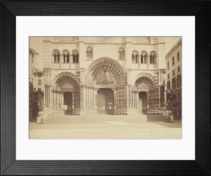 Framed Print : The Cathedral of St. Lawrencefrom the north west... Genoa, 1870-1880. Creator: Alfredo Noack Framed Print : The Cathedral of St. Lawrencefrom the north west... Genoa, 1870-1880. Creator: Alfredo Noack