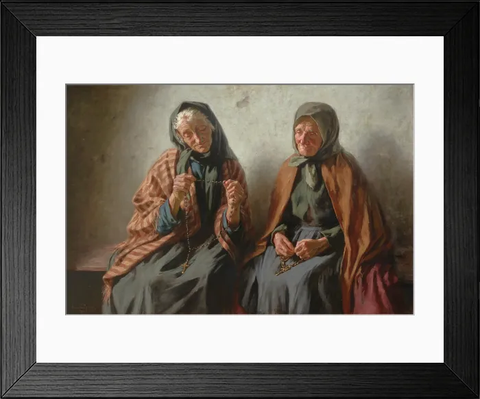 Framed Print : Women Praying in the Porch, 1902. Creator: Mieczyslaw Reyzner Framed Print : Women Praying in the Porch, 1902. Creator: Mieczyslaw Reyzner