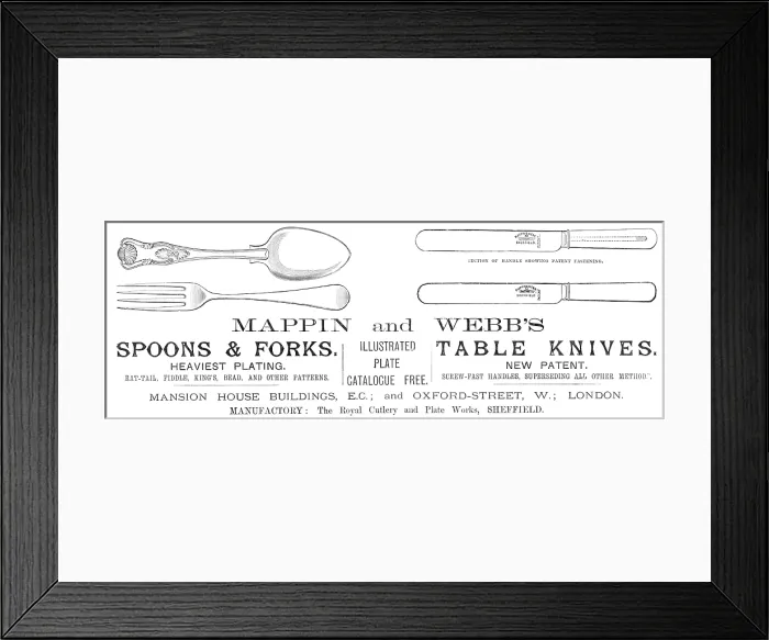 Framed Print : Mappin and Webb's Spoons & Forks, 1883. Creator: Unknown. Mappin and Webb's Spoons & Forks, 1883. Creator: Unknown