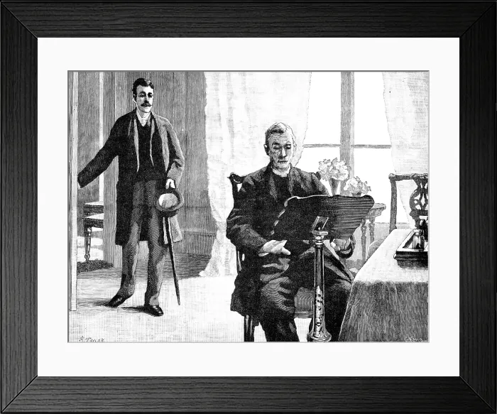Framed Print : He has his back to the door, and takes it for granted that the new-comer is his sister, 1883. Creator: R. Taylor Framed Print : He has his back to the door, and takes it for granted that the new-comer is his sister, 1883. Creator: R. Taylor