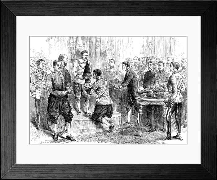 Framed Print : Investing...Prince Prisdang with the Royal Order of Chula Chom Klao...Siamese Embassy, London, 1883. Creator: Unknown Framed Print : Investing...Prince Prisdang with the Royal Order of Chula Chom Klao...Siamese Embassy, London, 1883. Creator: Unknown