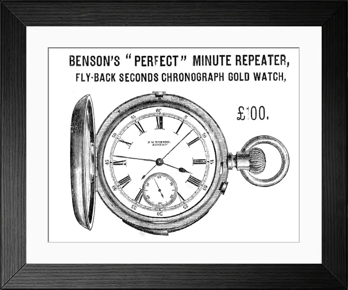 Framed Print : Benson's 'Perfect' Minute Repeater Watch, 1883. Creator: Unknown. Benson's 'Perfect' Minute Repeater Watch, 1883. Creator: Unknown Framed Print : Benson's 'Perfect' Minute Repeater Watch, 1883. Creator: Unknown. Benson's 'Perfect' Minute Repeater Watch, 1883. Creator: Unknown