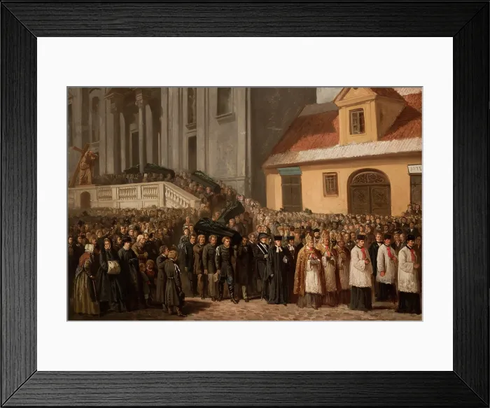 Framed Print : Funeral of the Five Victims of the Manifestation of 1861 in Warsaw, 1865. Creator: Henryk Pillati Framed Print : Funeral of the Five Victims of the Manifestation of 1861 in Warsaw, 1865. Creator: Henryk Pillati