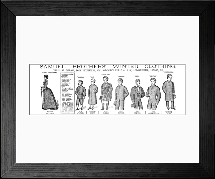Framed Print : Samuel Brothers Winter Clothing, 1883. Creator: Unknown. Samuel Brothers Winter Clothing, 1883. Creator: Unknown Framed Print : Samuel Brothers Winter Clothing, 1883. Creator: Unknown. Samuel Brothers Winter Clothing, 1883. Creator: Unknown