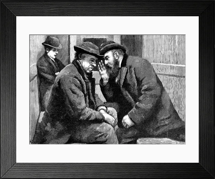 Framed Print : They spoke to one another in hoarse whispers, and seemed to be on intimate terms, 1883. Creator: R. Taylor Framed Print : They spoke to one another in hoarse whispers, and seemed to be on intimate terms, 1883. Creator: R. Taylor