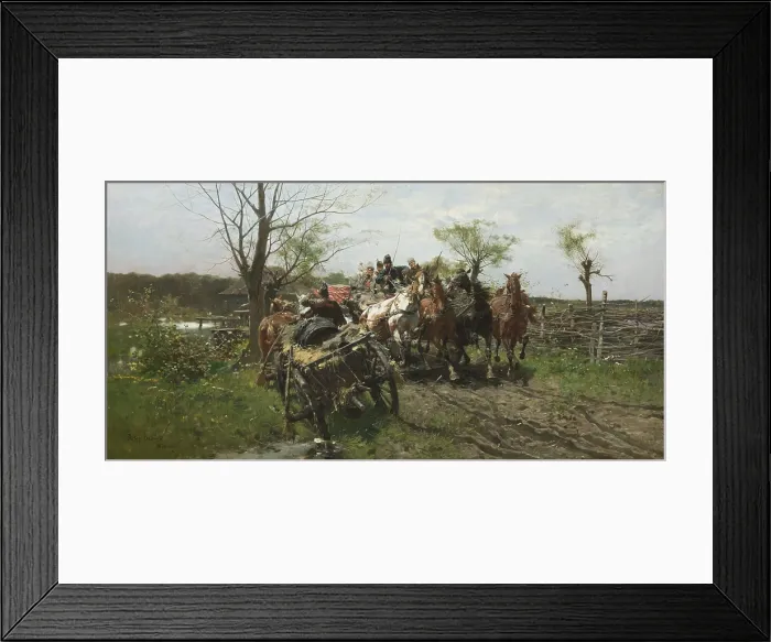 Framed Print : Meeting on a Bridge, 1884. Creator: Jozef Brandt Framed Print : Meeting on a Bridge, 1884. Creator: Jozef Brandt