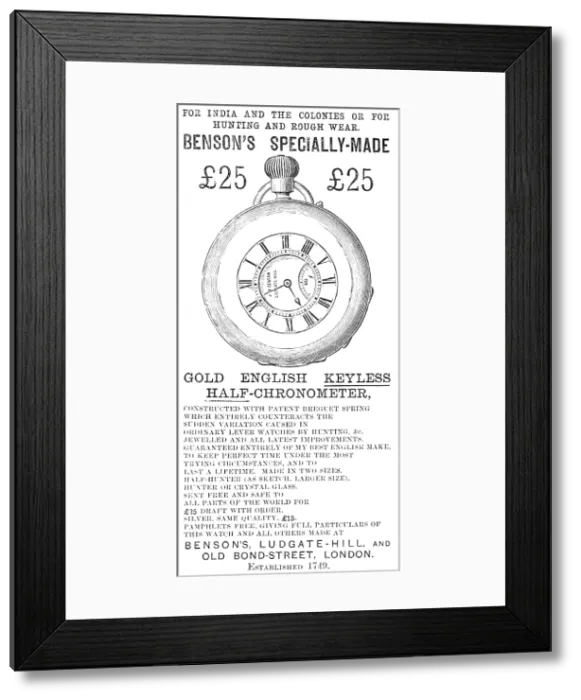 Framed Print : Benson's Specially-Made Gold English Keyless Half-Chronometer, 1883. Creator: Unknown. Benson's Specially-Made Gold English Keyless Half-Chronometer, 1883. Creator: Unknown Framed Print : Benson's Specially-Made Gold English Keyless Half-Chronometer, 1883. Creator: Unknown. Benson's Specially-Made Gold English Keyless Half-Chronometer, 1883. Creator: Unknown