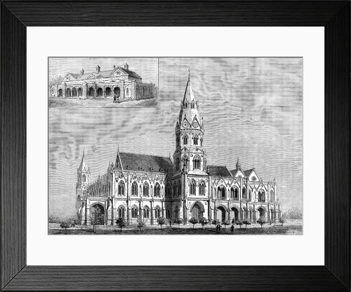 Framed Print : The Government College and Oriental College, Lahore, with the Punjaub University Senate Hall, 1883. Creator: Unknown Framed Print : The Government College and Oriental College, Lahore, with the Punjaub University Senate Hall, 1883. Creator: Unknown