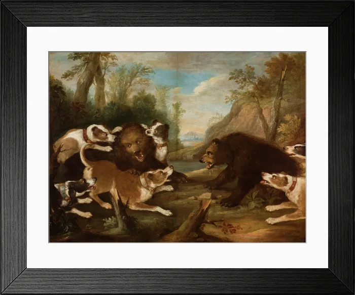 Framed Print : Dogs Fighting with Bears, 1st quarter of 18th century. Creator: Joseph Anton Harzath Framed Print : Dogs Fighting with Bears, 1st quarter of 18th century. Creator: Joseph Anton Harzath