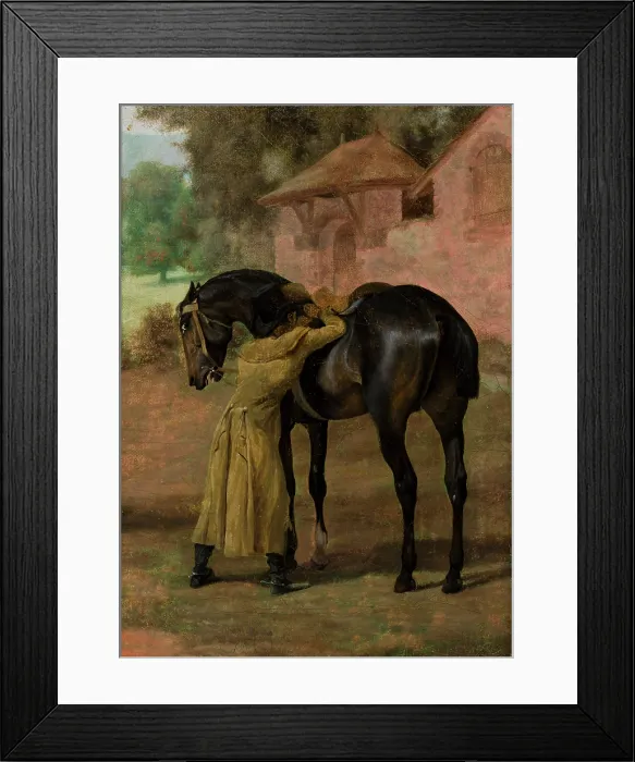 Framed Print : Stableman Saddling a Horse, 1826. Creator: Henryk Zabiello Framed Print : Stableman Saddling a Horse, 1826. Creator: Henryk Zabiello