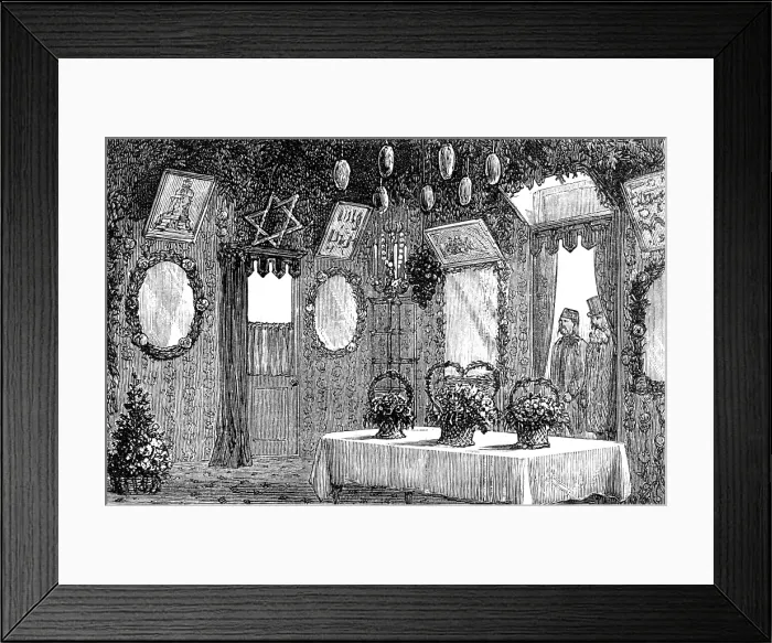 Framed Print : Sir Moses Montefiore's tent for the Jewish Feast of Tabernacles, 1883. Creator: Unknown. Sir Moses Montefiore's tent for the Jewish Feast of Tabernacles, 1883 Framed Print : Sir Moses Montefiore's tent for the Jewish Feast of Tabernacles, 1883. Creator: Unknown. Sir Moses Montefiore's tent for the Jewish Feast of Tabernacles, 1883