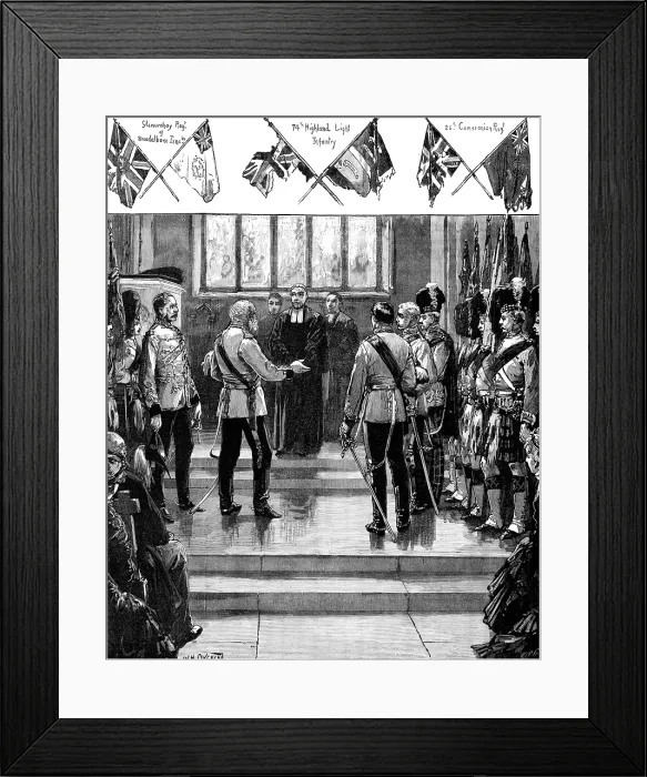 Framed Print : Placing the old Scottish Regimental Colours in St. Giles Cathedral, Edinburgh, 1883. Creator: Unknown. Placing the old Scottish Regimental Colours in St Framed Print : Placing the old Scottish Regimental Colours in St. Giles Cathedral, Edinburgh, 1883. Creator: Unknown. Placing the old Scottish Regimental Colours in St