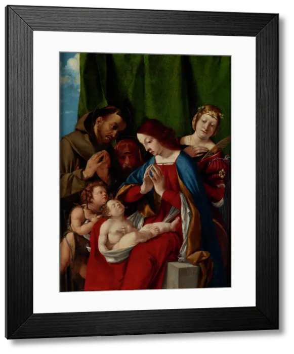 Framed Print : Madonna and Child with the Saints John the Baptist, Francis of Assisi, Joseph (?)... c1508. Creator: Lorenzo Lotto Framed Print : Madonna and Child with the Saints John the Baptist, Francis of Assisi, Joseph (?)... c1508. Creator: Lorenzo Lotto