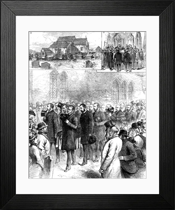 Framed Print : Removal of the remains of William Harvey at Hempstead Church, Essex, 1883. Creator: Unknown
