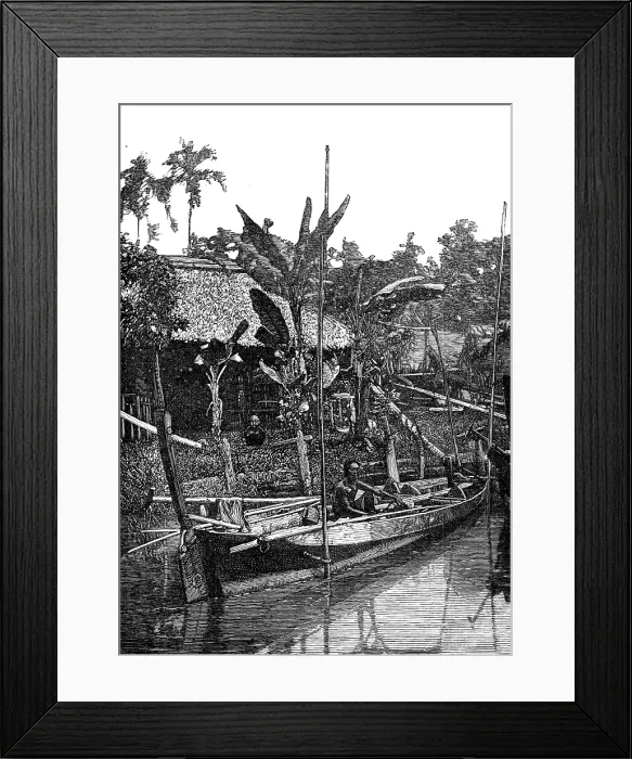 Framed Print : Sketches of Annam, Cochin China: river scene, 1883. Creator: Kemp Framed Print : Sketches of Annam, Cochin China: river scene, 1883. Creator: Kemp