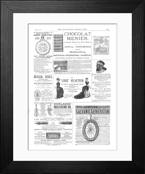 Framed Print : Page of advertisements, 1883. Creator: Unknown Framed Print : Page of advertisements, 1883. Creator: Unknown