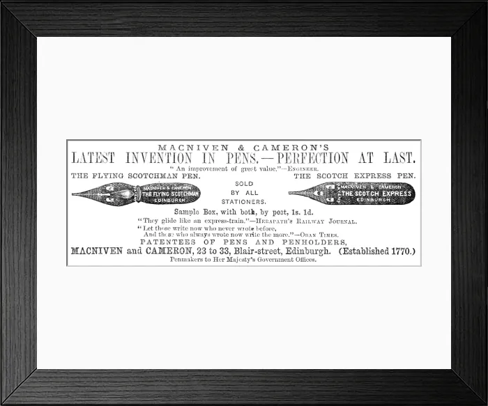 Framed Print : Latest Invention in Pens - Perfection at Last, 1883. Creator: Unknown Framed Print : Latest Invention in Pens - Perfection at Last, 1883. Creator: Unknown