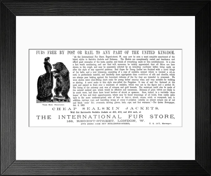 Framed Print : The International Fur Store, 1883. Creator: Unknown Framed Print : The International Fur Store, 1883. Creator: Unknown