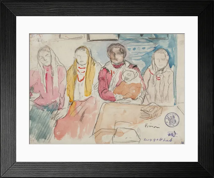 Framed Print : Peasant Women from Mierzwin, March-May 1915. Creator: Leopold Gottlieb
