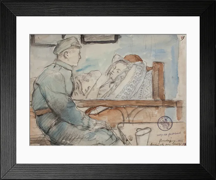 Framed Print : 'Legionary with a Sick Woman. Grudzyna, 1915', March-May 1915. Creator: Leopold Gottlieb Framed Print : 'Legionary with a Sick Woman. Grudzyna, 1915', March-May 1915. Creator: Leopold Gottlieb