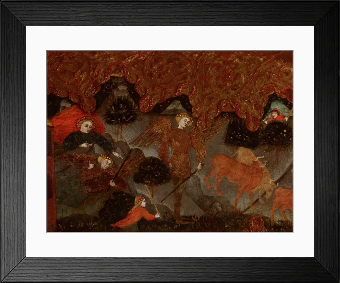 Framed Print : Mythological Scene with Hermes (Hermes Stealing the Apollo's Herd?)-Fragment... end of 14th cent