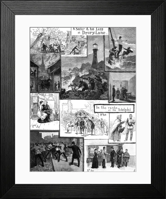 Framed Print : Sketches at Drury Lane and the Adelphi, 1883. Creator: Unknown Framed Print : Sketches at Drury Lane and the Adelphi, 1883. Creator: Unknown