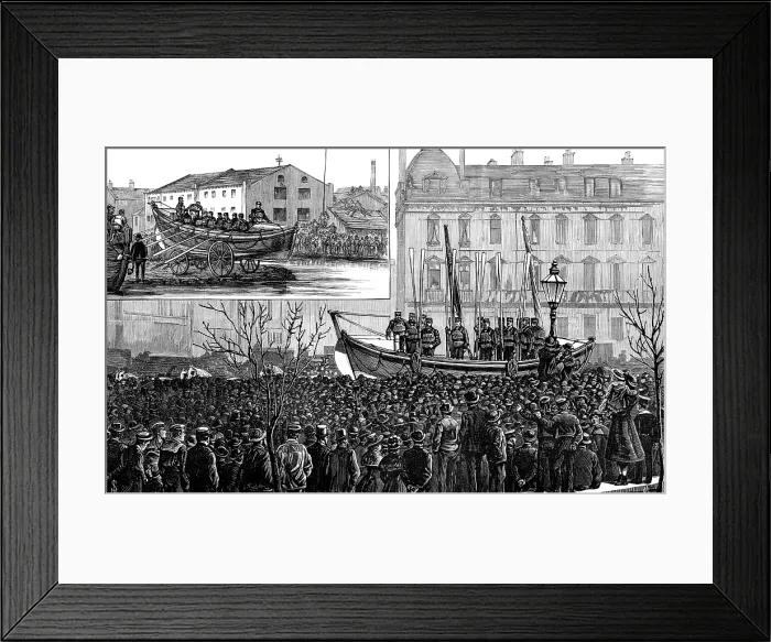 Framed Print : A life-boat in Manchester, 1883. Creator: Unknown Framed Print : A life-boat in Manchester, 1883. Creator: Unknown