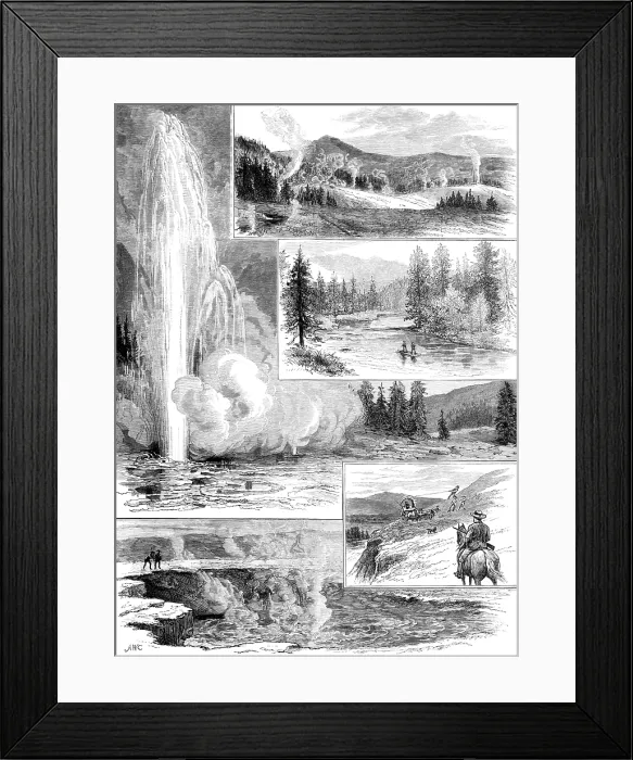 Framed Print : Sketches in the Yellowstone Park of North America, 1883. Creator: Unknown Framed Print : Sketches in the Yellowstone Park of North America, 1883. Creator: Unknown