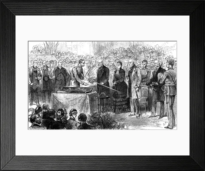 Framed Print : Presentation of a Sword of Honour to Sir Archibald Alison in the City Hall, Glasgow, 1883. Creator: Unknown Framed Print : Presentation of a Sword of Honour to Sir Archibald Alison in the City Hall, Glasgow, 1883. Creator: Unknown
