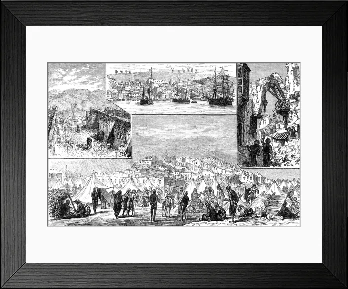 Framed Print : The Earthquakes in Asia Minor: sketches in the villages destroyed, 1883. Creator: Unknown Framed Print : The Earthquakes in Asia Minor: sketches in the villages destroyed, 1883. Creator: Unknown