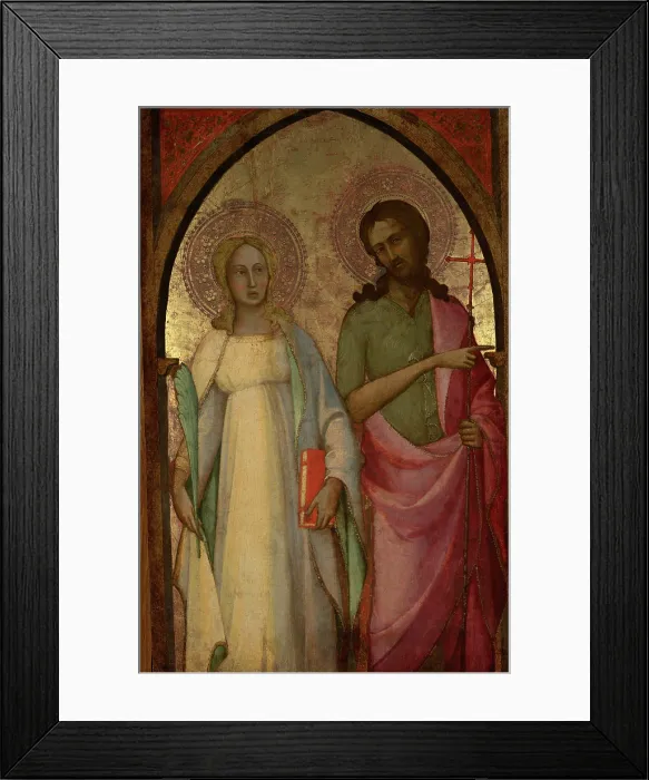 Framed Print : Saints Catherine of Alexandria and John the Baptist - Wing of a Triptych, c1418. Creator: Lorenzo Monaco Framed Print : Saints Catherine of Alexandria and John the Baptist - Wing of a Triptych, c1418. Creator: Lorenzo Monaco