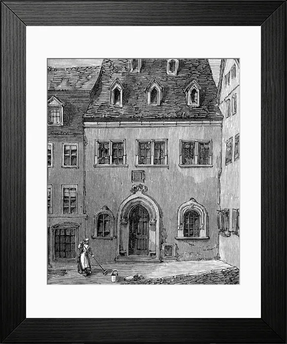 Framed Print : The Luther Celebration in Germany: house in which Luther died at Eisleben, Feb. 18, 1546, (1883). Creator: Unknown Framed Print : The Luther Celebration in Germany: house in which Luther died at Eisleben, Feb. 18, 1546, (1883). Creator: Unknown