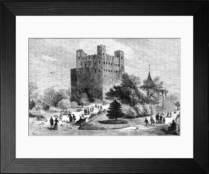 Framed Print : Rochester Castle and grounds as a public park, 1883. Creator: Unknown Framed Print : Rochester Castle and grounds as a public park, 1883. Creator: Unknown