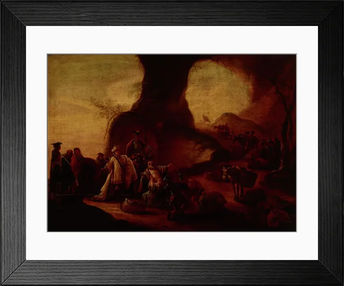 Framed Print : Discovery of Joseph's Silver Cup in Benjamin's Sack, c1640-1660 Framed Print : Discovery of Joseph's Silver Cup in Benjamin's Sack, c1640-1660