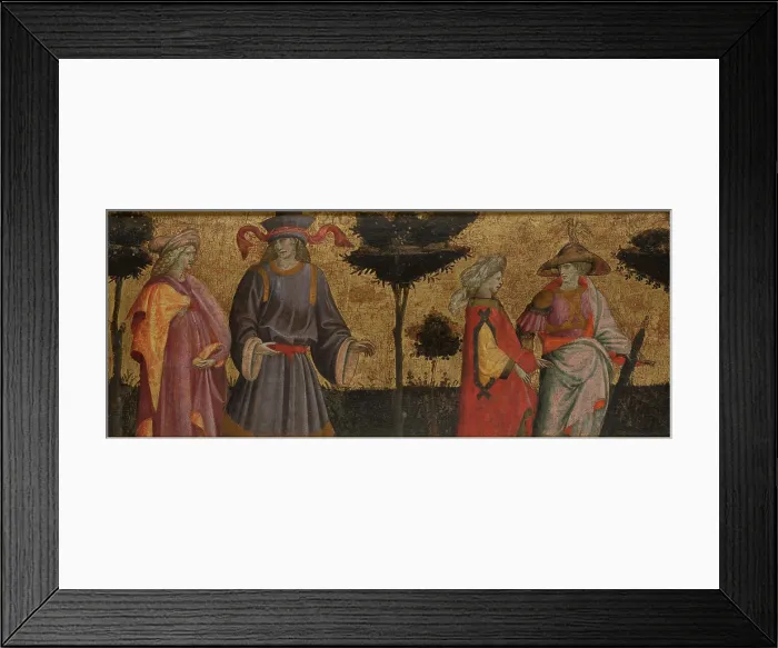 Framed Print : Pairs of Famous Lovers: Paris and Helen [?] and Tristan and Iseult-Front Panel of Cassone, c1430. Creator: Giovanni dal Ponte