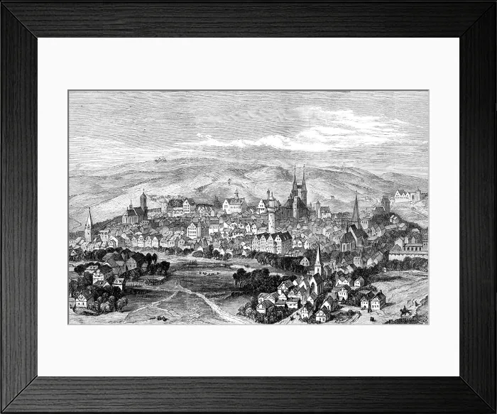 Framed Print : The Luther Celebration in Germany: Luther's birthplace, Eisleben, as it was in 1650, (1883) Framed Print : The Luther Celebration in Germany: Luther's birthplace, Eisleben, as it was in 1650, (1883)