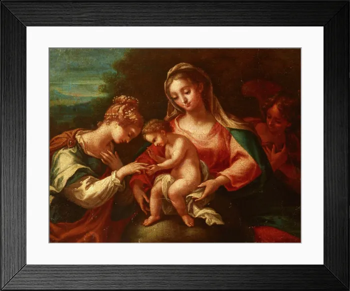 Framed Print : Mystic Marriage of Saint Catherine, 17th century. Creator: Francesco Perezzoli Framed Print : Mystic Marriage of Saint Catherine, 17th century. Creator: Francesco Perezzoli
