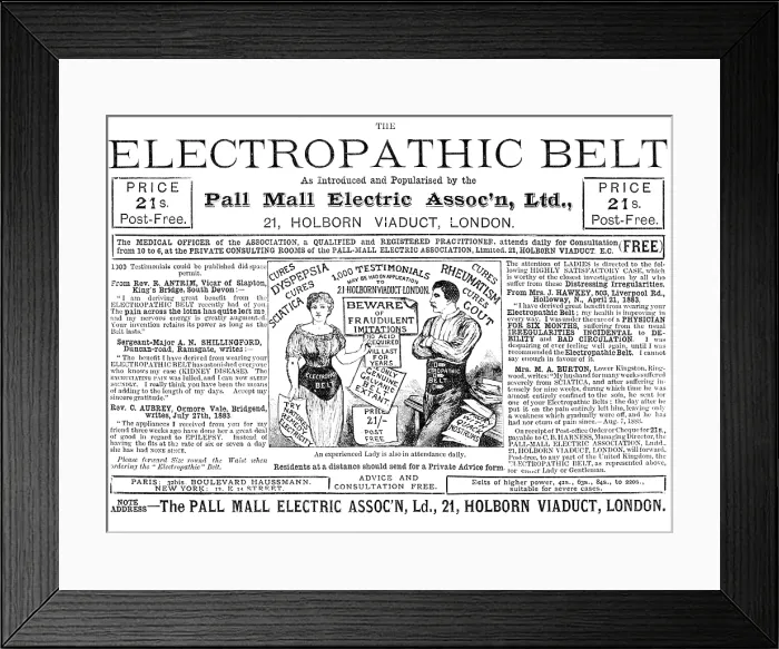 Framed Print : The Electropathic Belt, 1883. Creator: Unknown Framed Print : The Electropathic Belt, 1883. Creator: Unknown