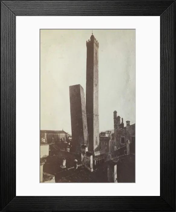 Framed Print : The Two Towers, AsinelIi and Garisenda, from the north, Bologna, between 1880-1886. Creator: Giorgio Sommer Framed Print : The Two Towers, AsinelIi and Garisenda, from the north, Bologna, between 1880-1886. Creator: Giorgio Sommer