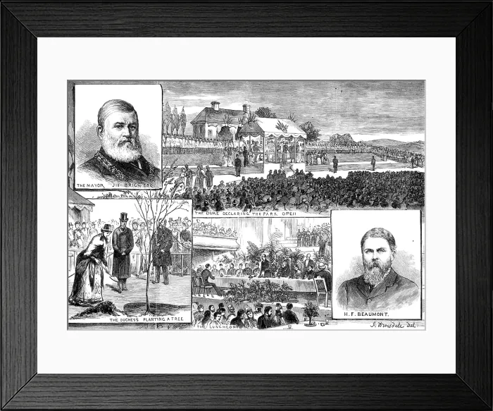 Framed Print : The Duke and Duchess of Albany at the opening of Beaumont Park, Huddersfield, 1883. Creator: Unknown Framed Print : The Duke and Duchess of Albany at the opening of Beaumont Park, Huddersfield, 1883. Creator: Unknown