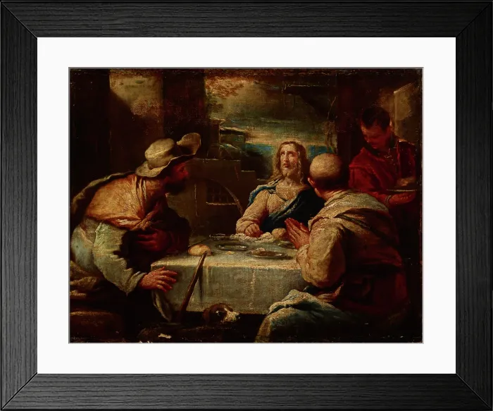 Framed Print : Christ in Emmaus, between 1645-1665. Creator: Luca Giordano