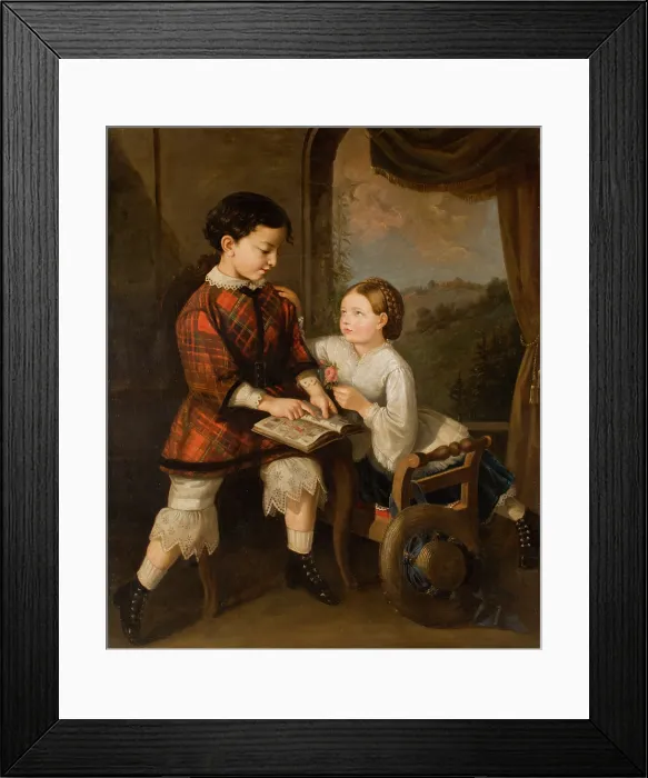 Framed Print : Children Learning, 1861. Creator: Saturnin Swierzynski Framed Print : Children Learning, 1861. Creator: Saturnin Swierzynski
