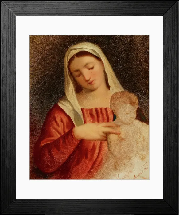Framed Print : Madonna with Child-Copy of the fragment of the painting 'Madonna with Child... 1864. Creator: Artur Grottger Framed Print : Madonna with Child-Copy of the fragment of the painting 'Madonna with Child... 1864. Creator: Artur Grottger