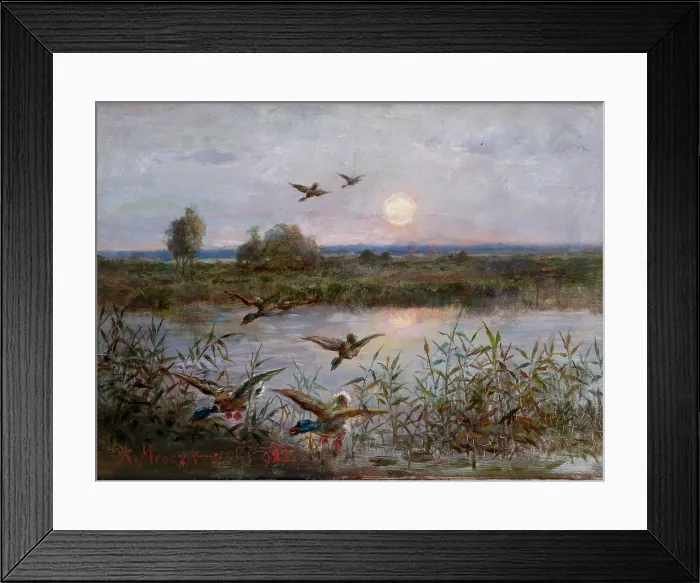 Framed Print : Ducks over Marshes, 1923. Creator: Alexandre Mroczkowski Framed Print : Ducks over Marshes, 1923. Creator: Alexandre Mroczkowski
